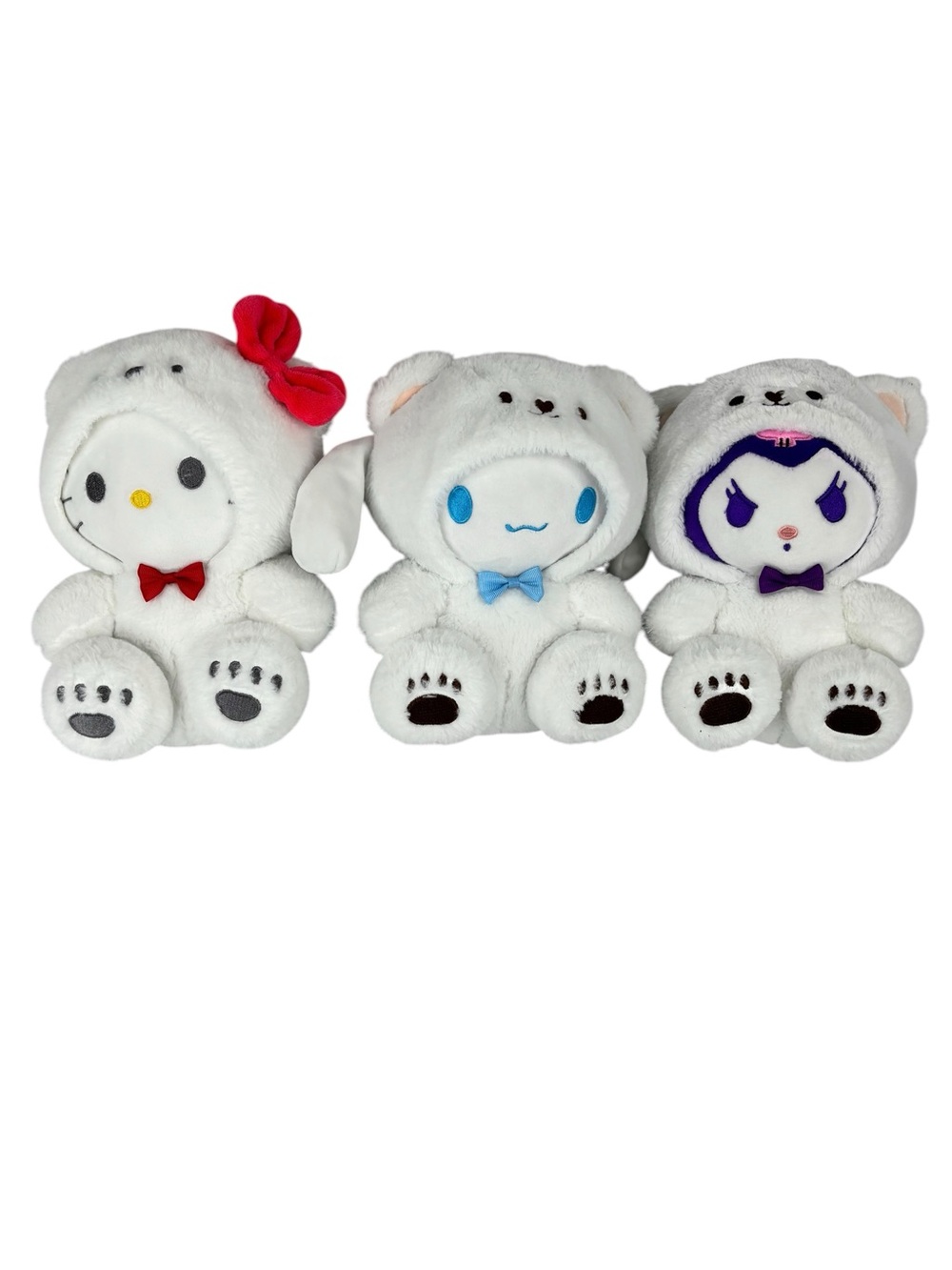 Lissidoll Set of 3 Winter Polar Bear Hello Kitty Kuromi & Cinnamoroll 9” Plush